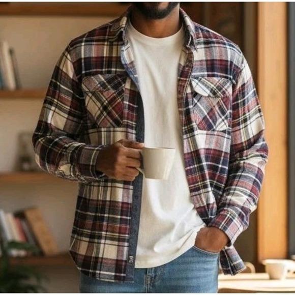 Weatherproof Vintage Men Long Sleeve Cotton bland Plaid Flannel‎ Shirt red SZ XL - Picture 6 of 10